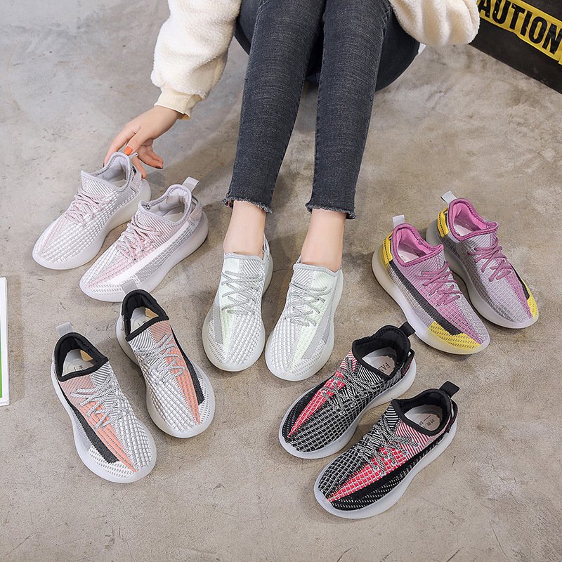 Super fire breathable flying woven women's shoes 2020 spring and summer sports shoes female students running shoes flat bottom