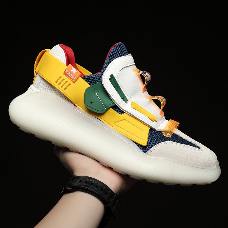2020 spring new men's shoes sports leisure thick-soled trendy shoes men's color matching increased coconut shoes low top